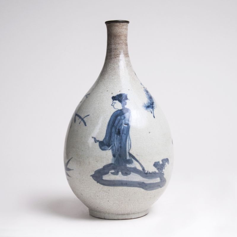 Blau-weiß Vase mit Figur-Vogelmalerei - Bild 2