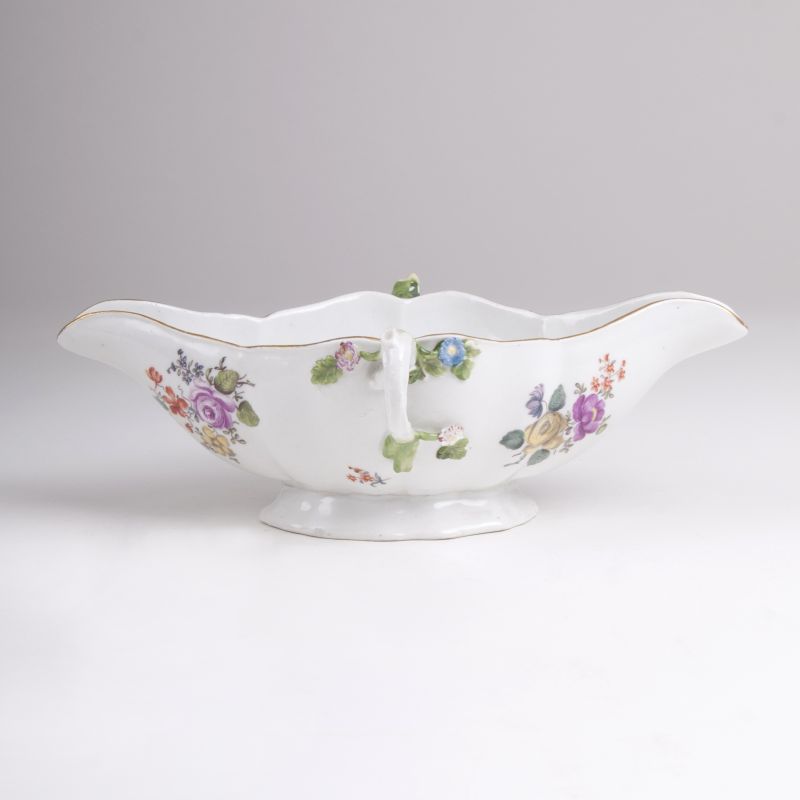 A Small Sauce Boat with Flower Painting