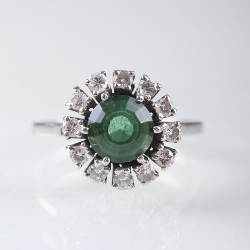 A tourmaline diamond ring