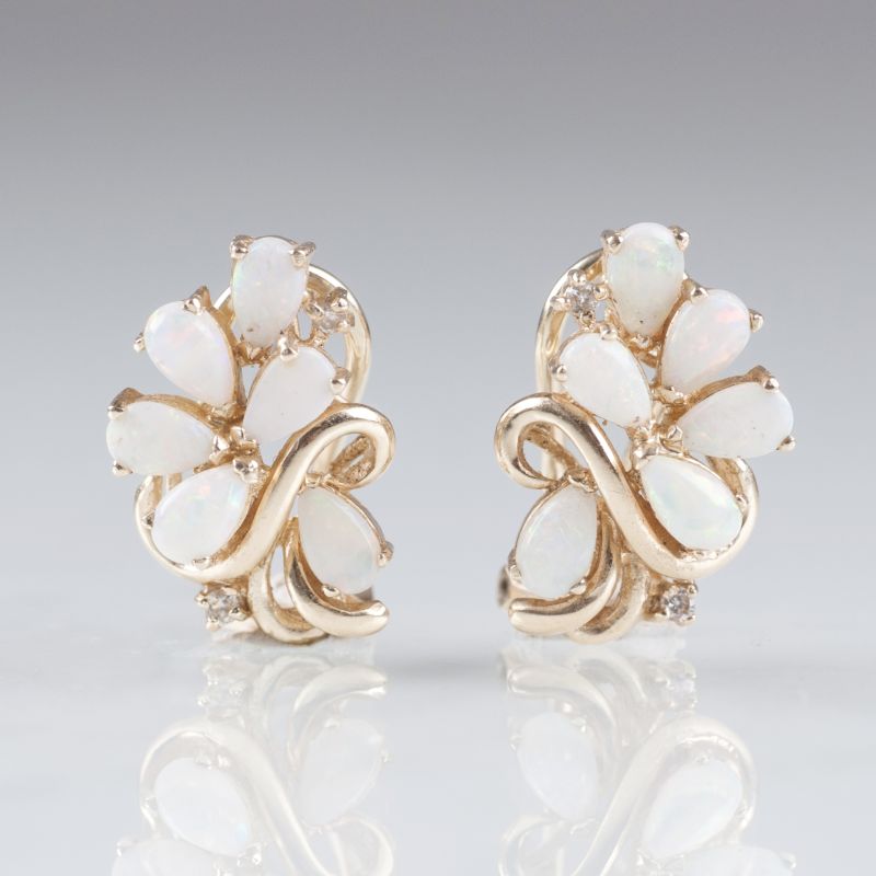 A pair of opal earrings