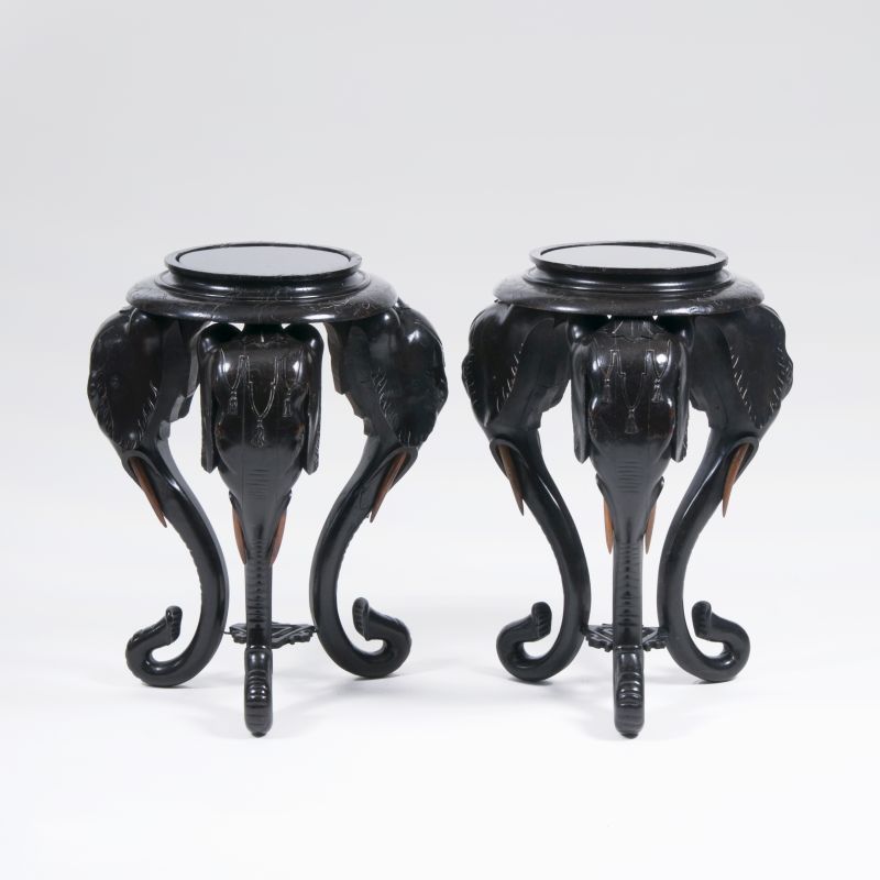 A pair of extraordinary side tables in an elephant design