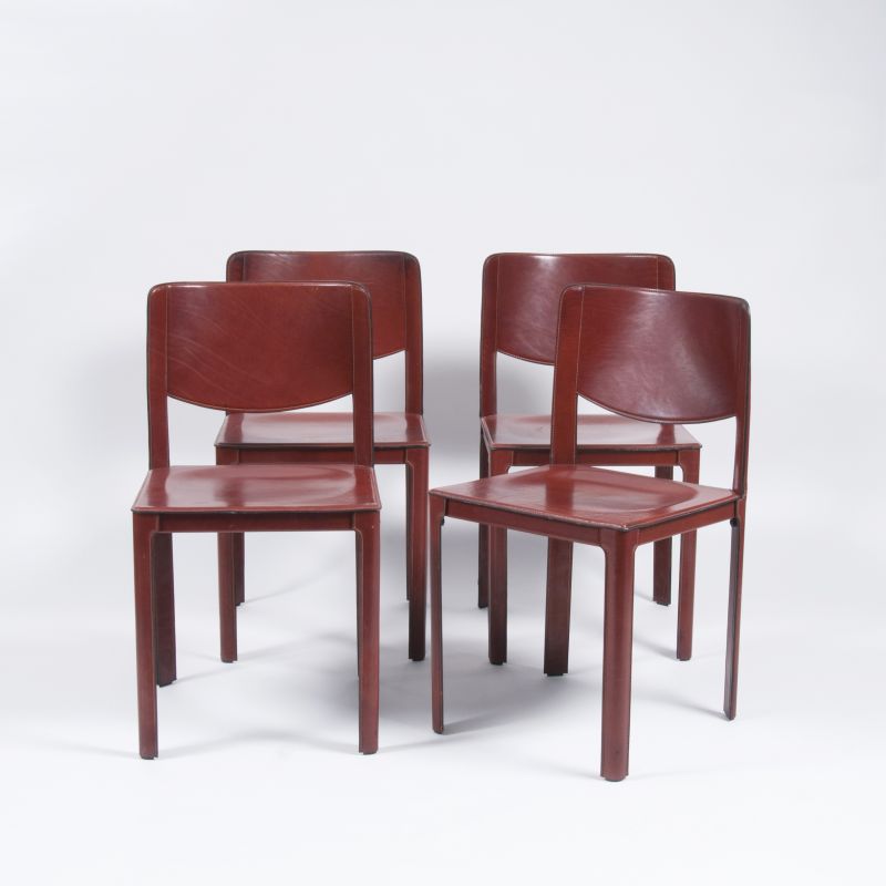Matteo Grassi, gegr. 1980 Italien - A Set of Four Vintage Leather Chairs 'Sistina SN2' A Set of Four Vintage Leather Chairs 'Sistina SN2'