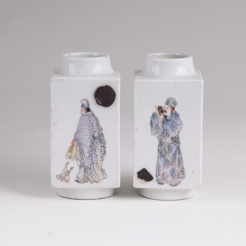A Pair of Miniature Vases with Immortals - image 2