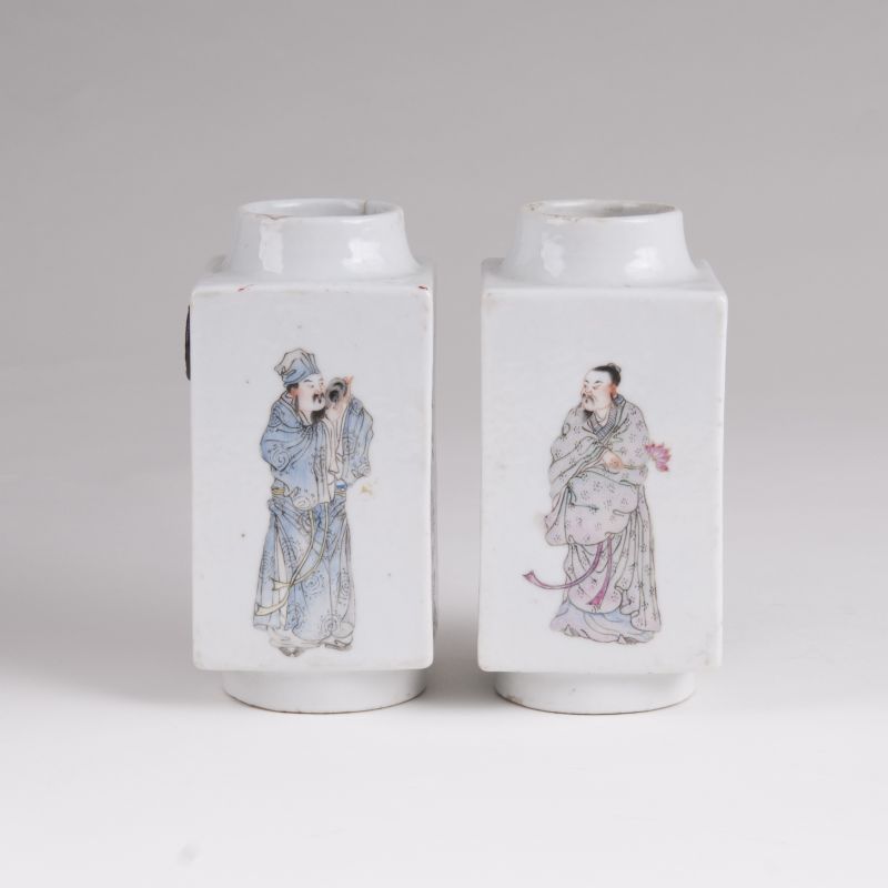 A Pair of Miniature Vases with Immortals - image 3