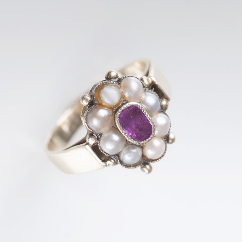 An antique seedpearl ruby ring