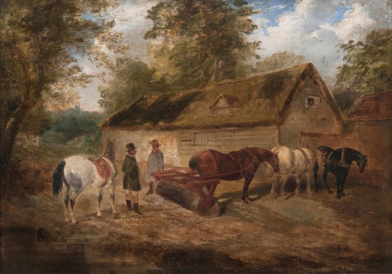 Samuel J. Clarke, zugeschr. - Team of Horses with Roller Team of Horses with Roller