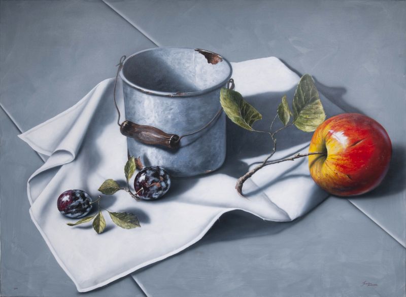 Still Life with Fruits and Bucket