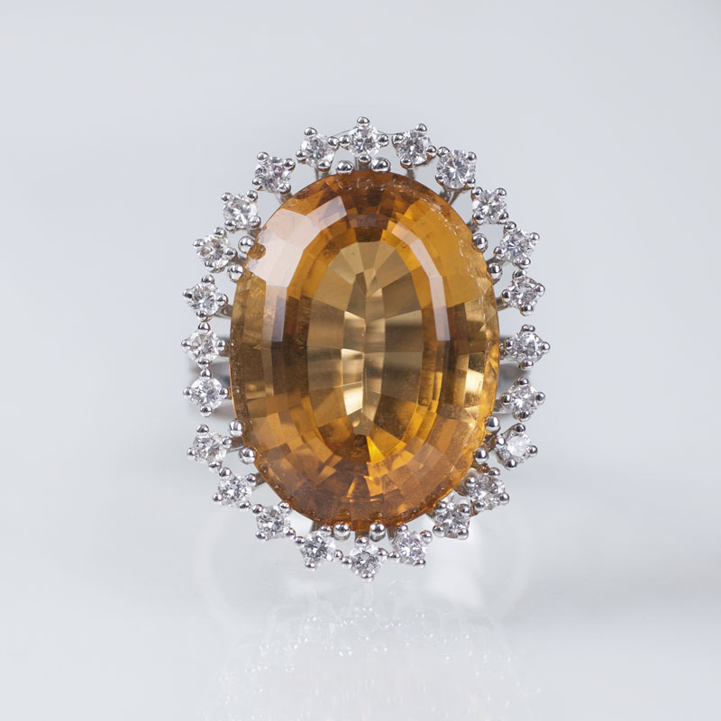 A vintage citrine diamond ring