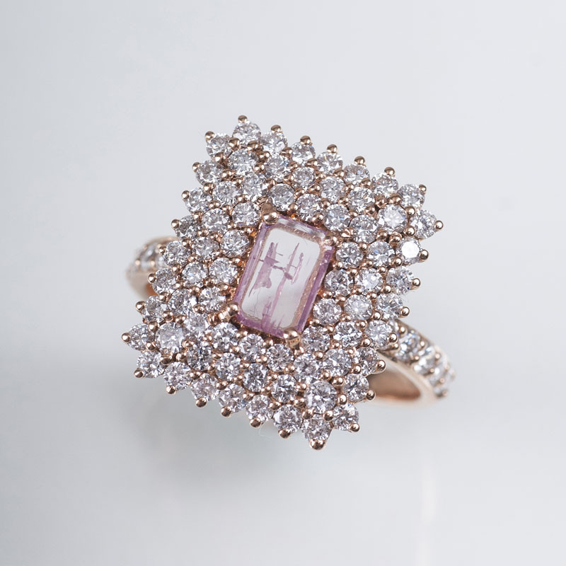 Hochfeiner Pink-Diamant-Brillant-Ring