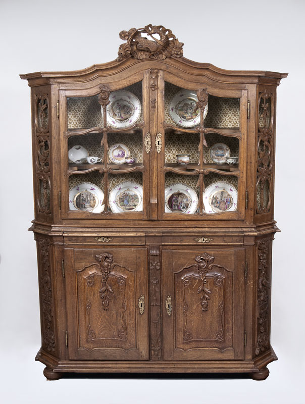 A Baroque Glass Cabinet Cupboard with a Crowning Bird