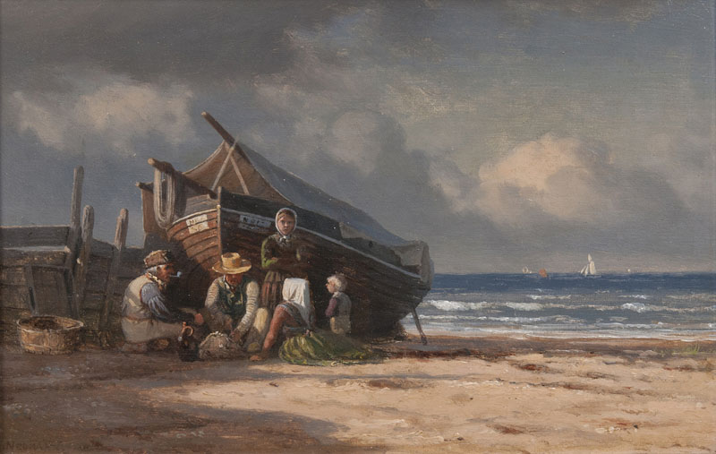 Fisherfolk and their Boat on the Beach