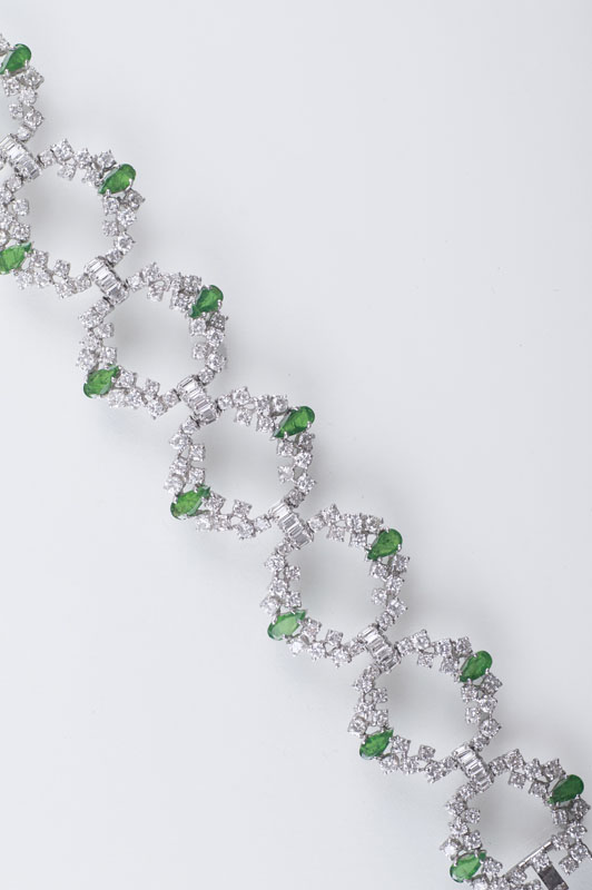 A fine Vintage diamond emerald bracelet