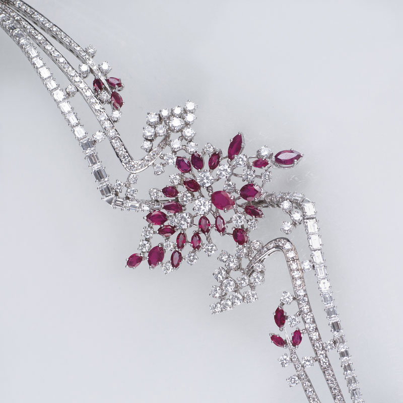 An exquisite, high carat Vintage ruby diamond bracelet