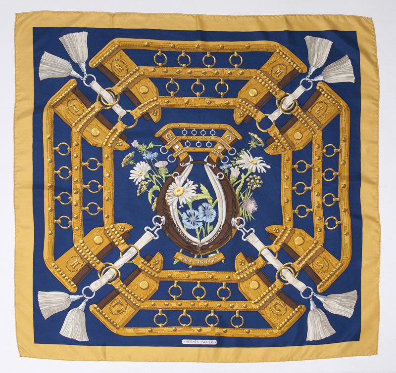 A Vintage Silk Scarf 'aux champs'