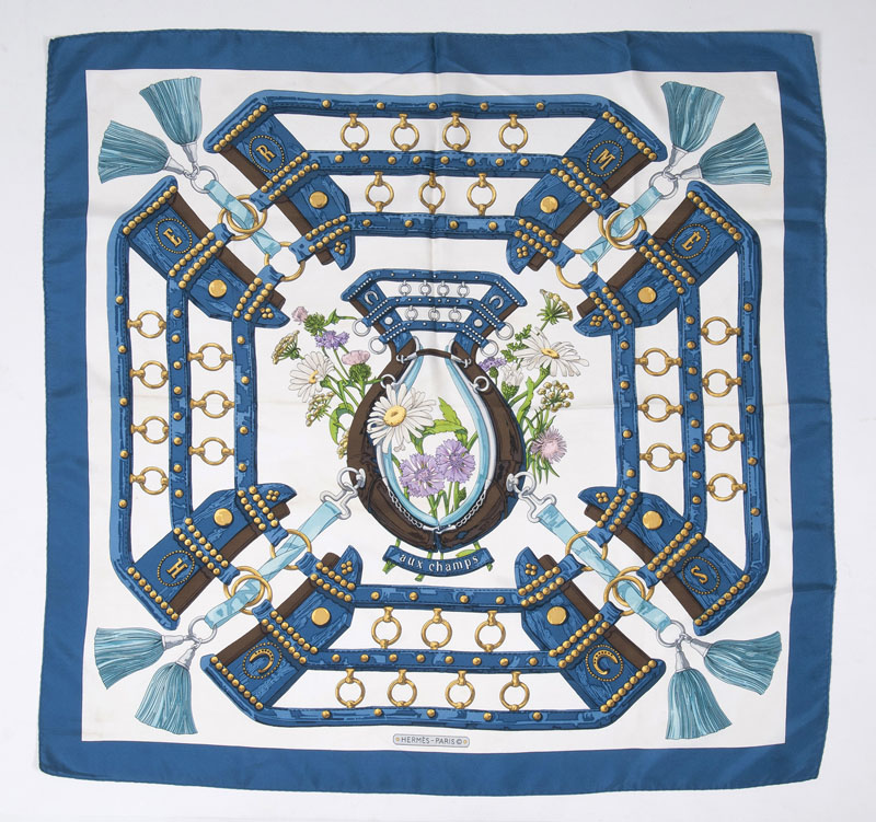 A Vintage Silk Scarf 'aux champs'