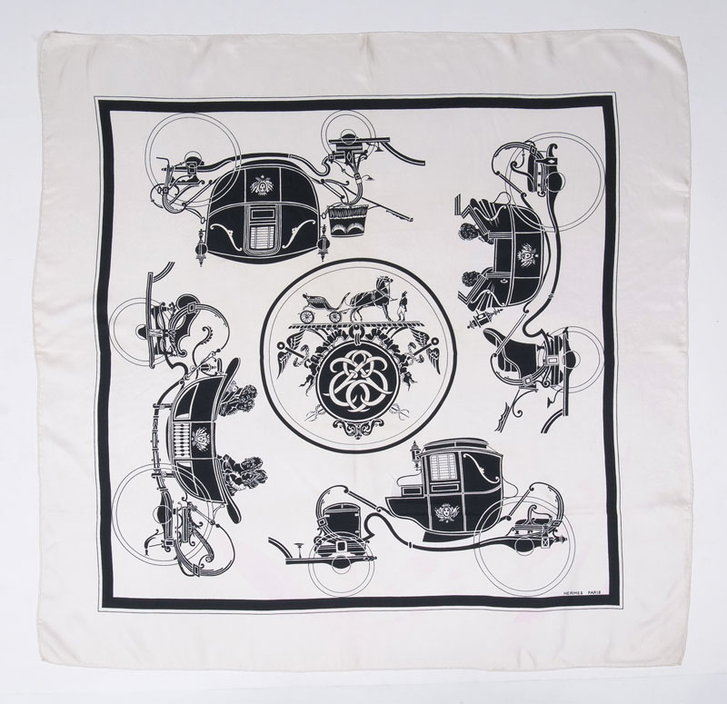 A Vintage Silk Scarf with Historic Carriage Motifs