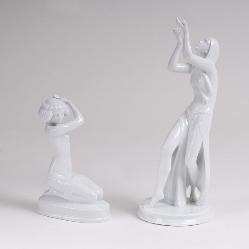 Zwei Jugendstil-Figuren 'Ariadne und Gebettänzerin'