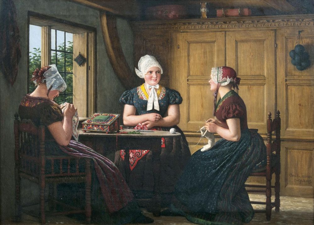 Frisian Girls doing Needlework