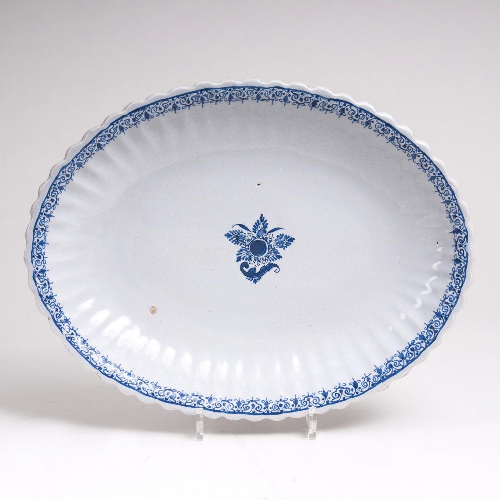 An Oval Blue and White Dish