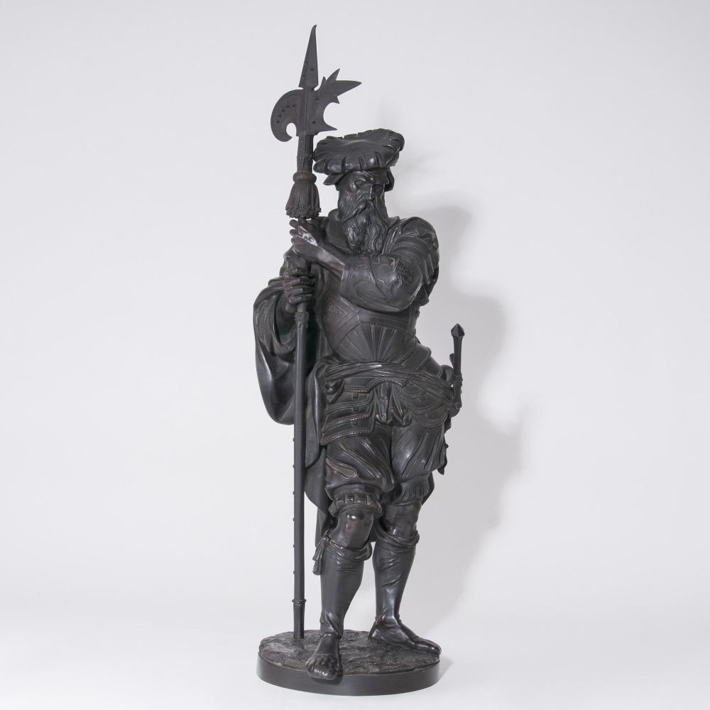 Imposante Figur 'Landsknecht mit Hellebarde'