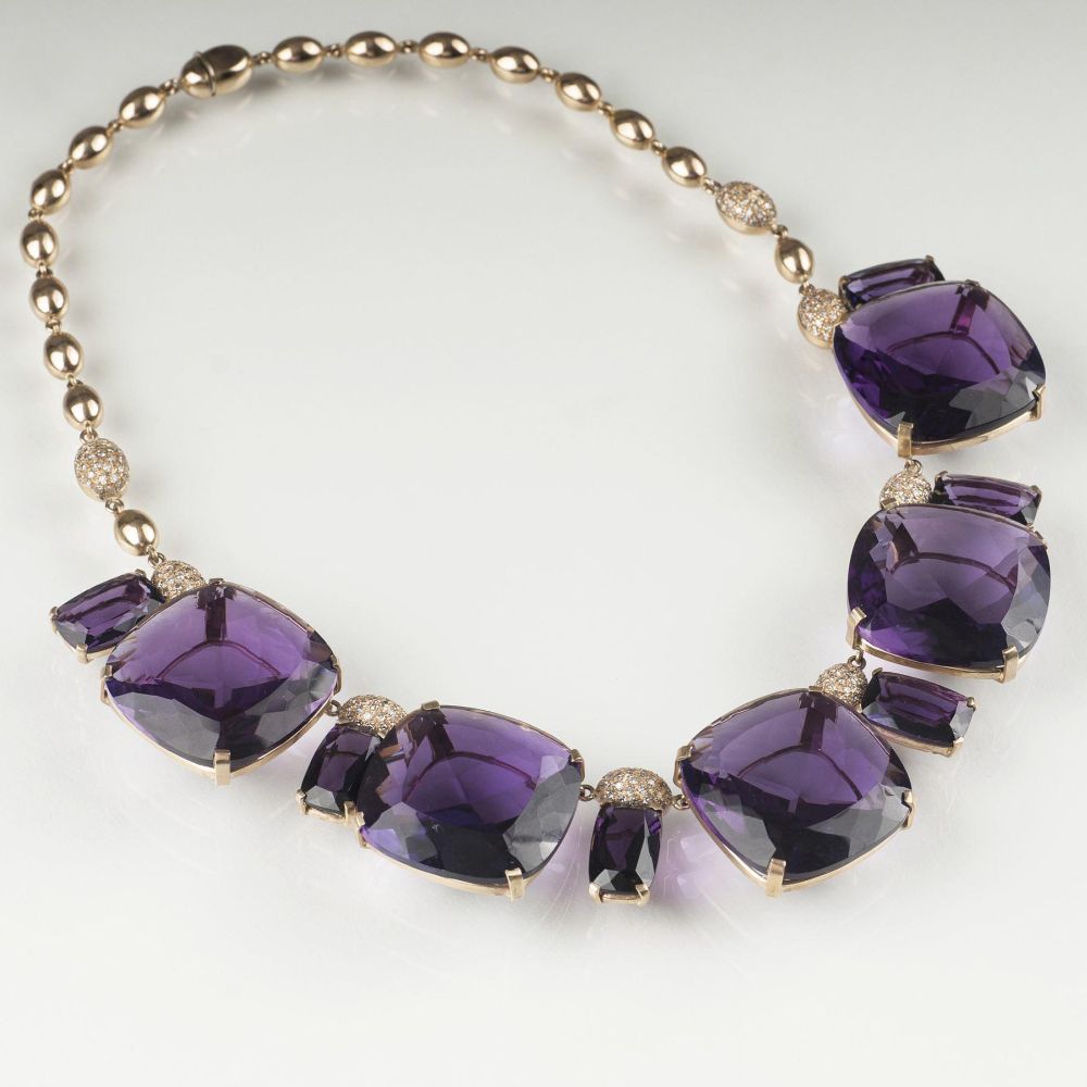 A Vintage Amethyst Diamond Necklace - image 2