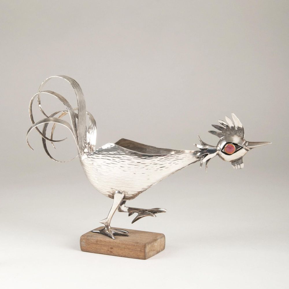An Expressive Silver Figure 'Cock'