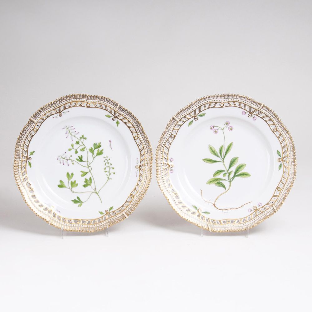 A Pair of Pierced 'Flora Danica' Plates