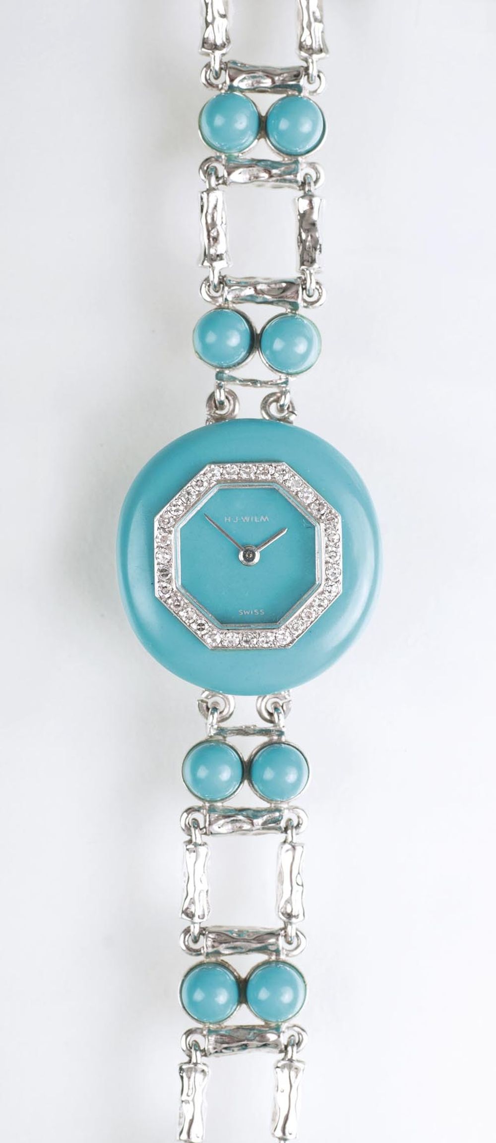 Vintage Damen-Armbanduhr mit Türkisen und Diamanten von Juwelier Wilm