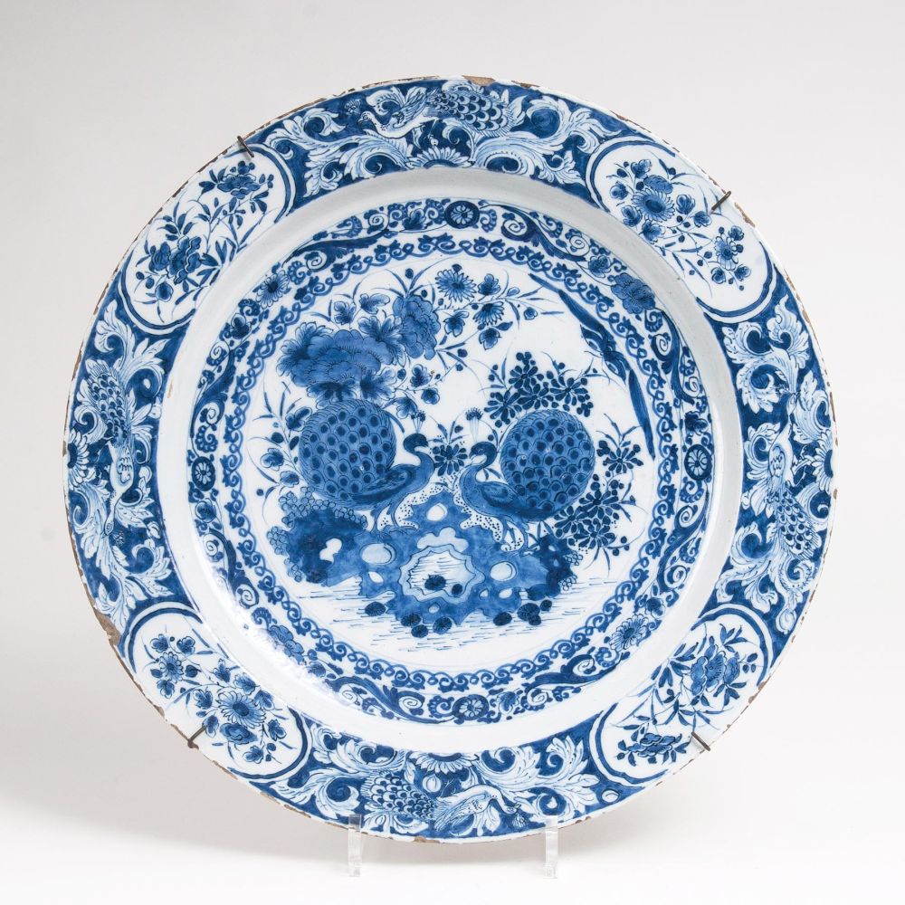A Fayence Platter with Peacocks