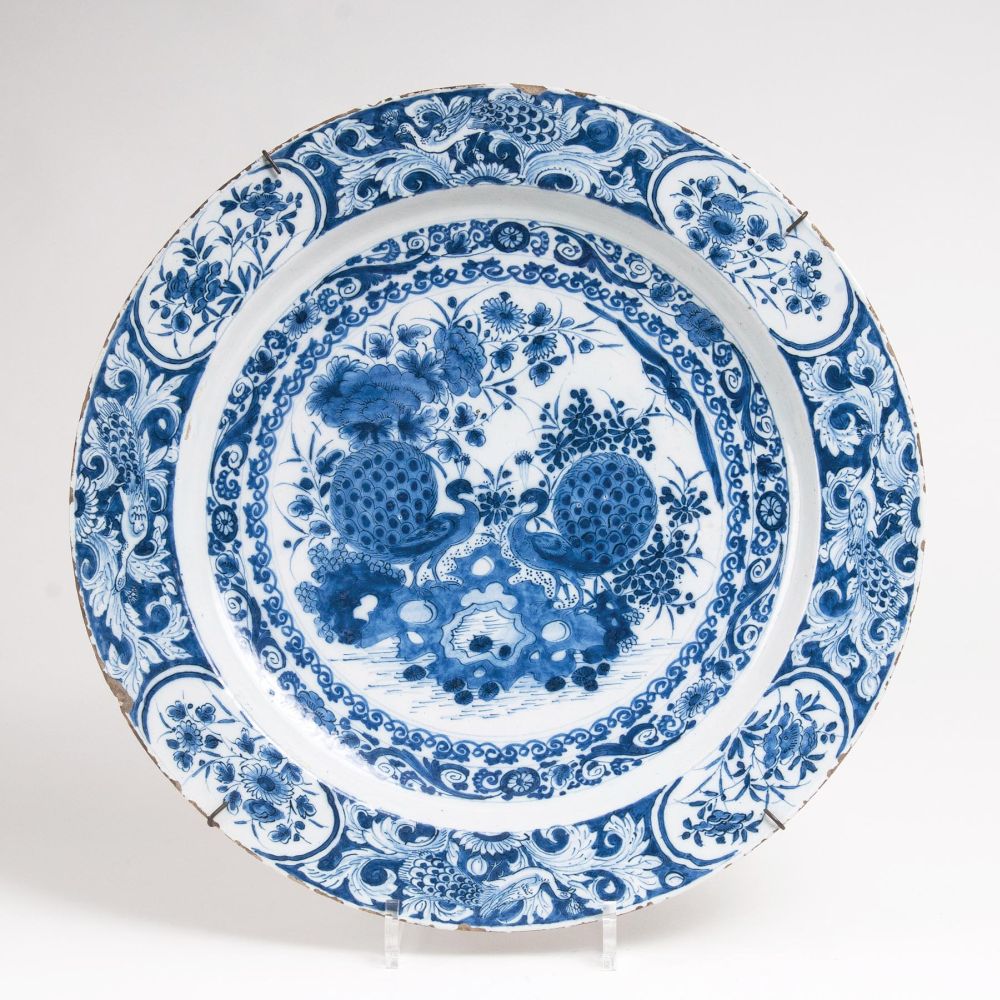 A Fayence Platter with Peacocks