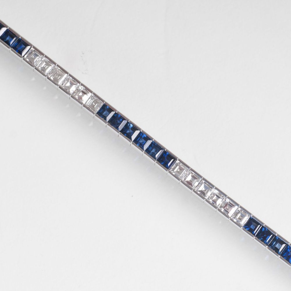 A very fine Diamond Sapphire Bracelet - image 2