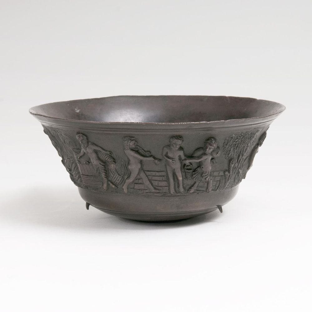 A Bronze Bowl with Putti Relief