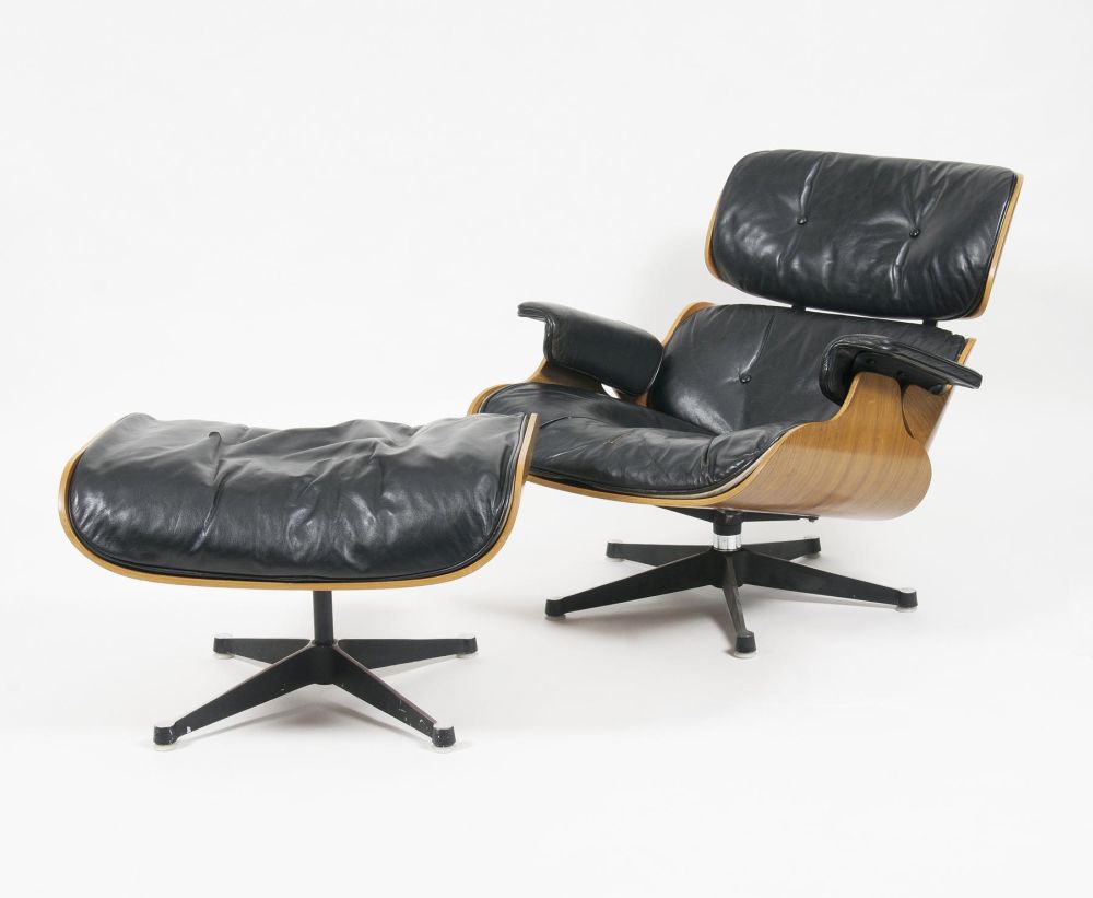 A Vintage Lounge-Chair with Ottoman