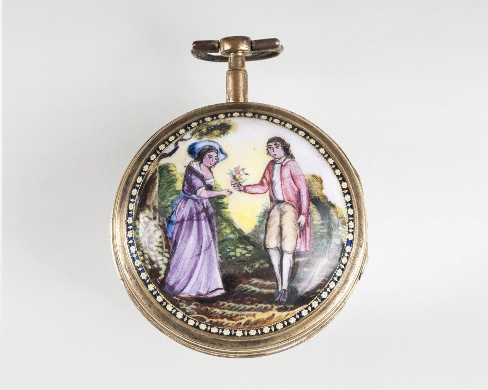 A Spindle Pocket Watch by Ed. Leton with erotic scene - image 2