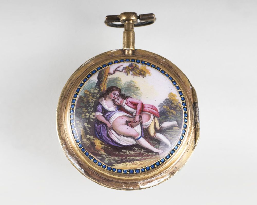 A Spindle Pocket Watch by Ed. Leton with erotic scene - image 3