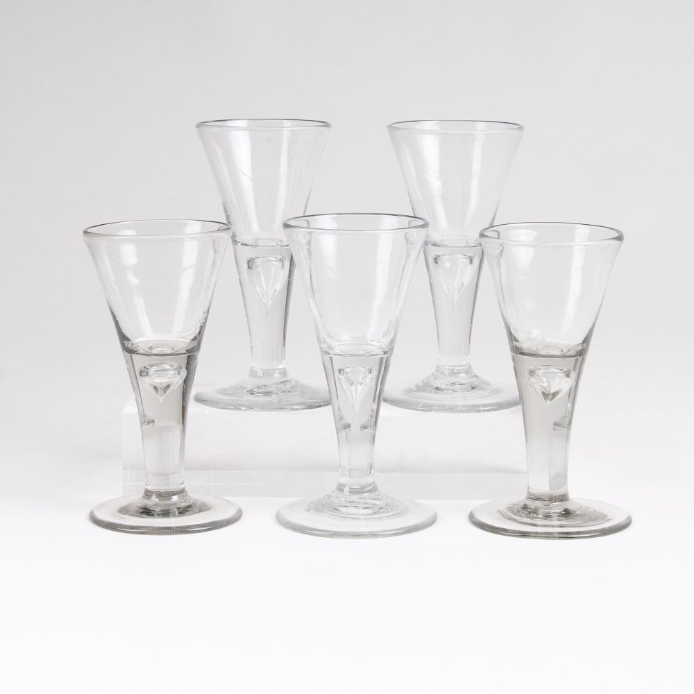 A Set of 5 Baroque Lauenstein Cup-shaped Glasses