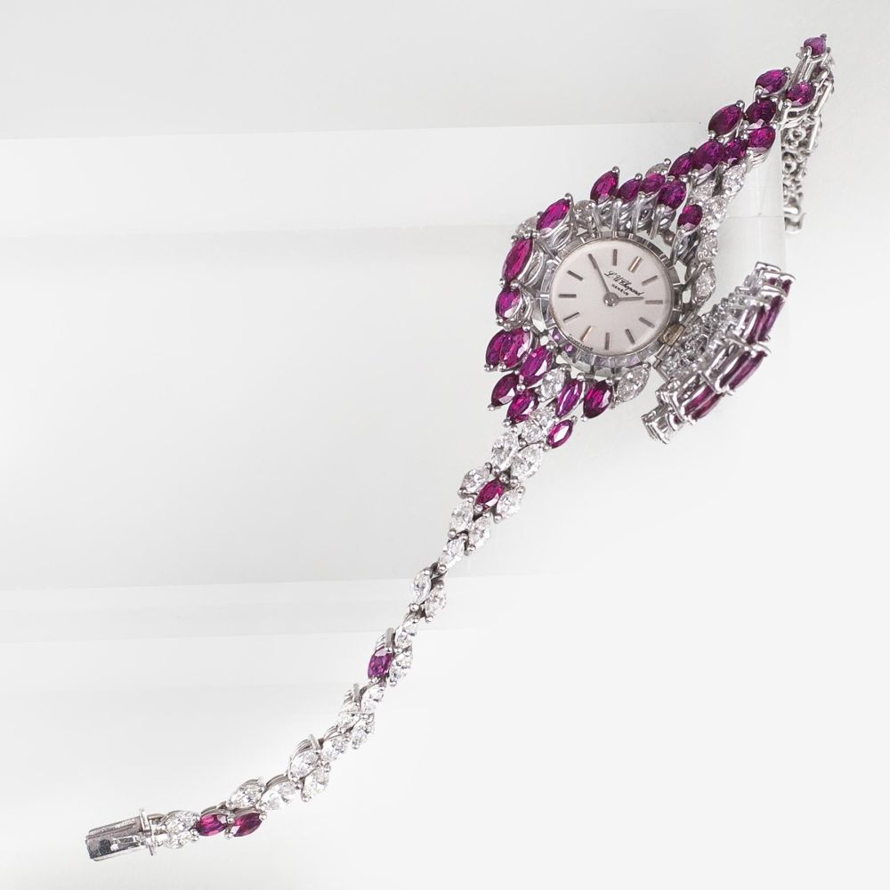 Außergewöhnliche Vintage Damen-Armbanduhr mit Rubinen und Diamanten - Bild 2