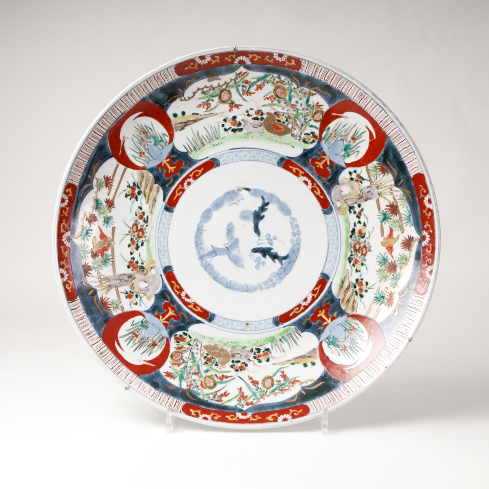 A Large Imari Dish 'Three friends of winter'