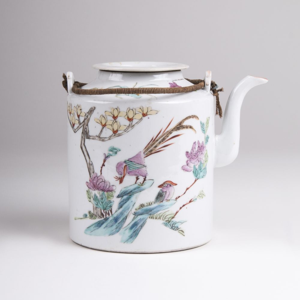 A Famille Rose Tea Pot with Phoenix in Landscape - image 2