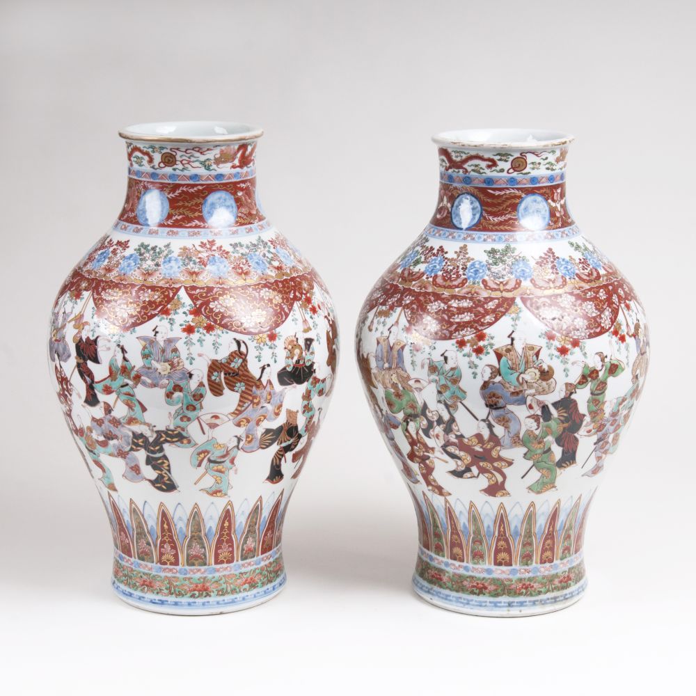 A Pair of Large Imari Vases