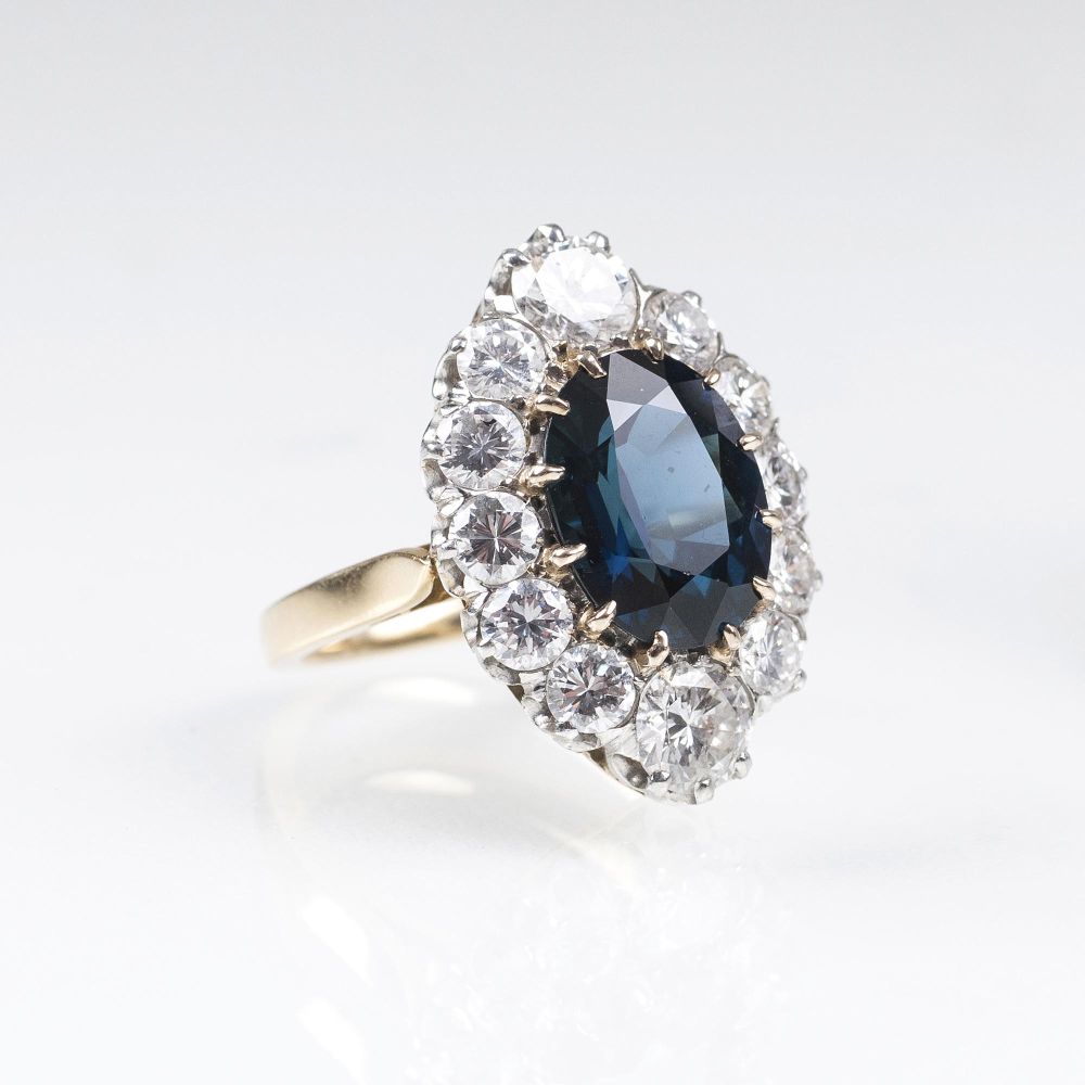 A Paris Art Nouveau Ring with Natural Sapphire and Diamonds - image 2