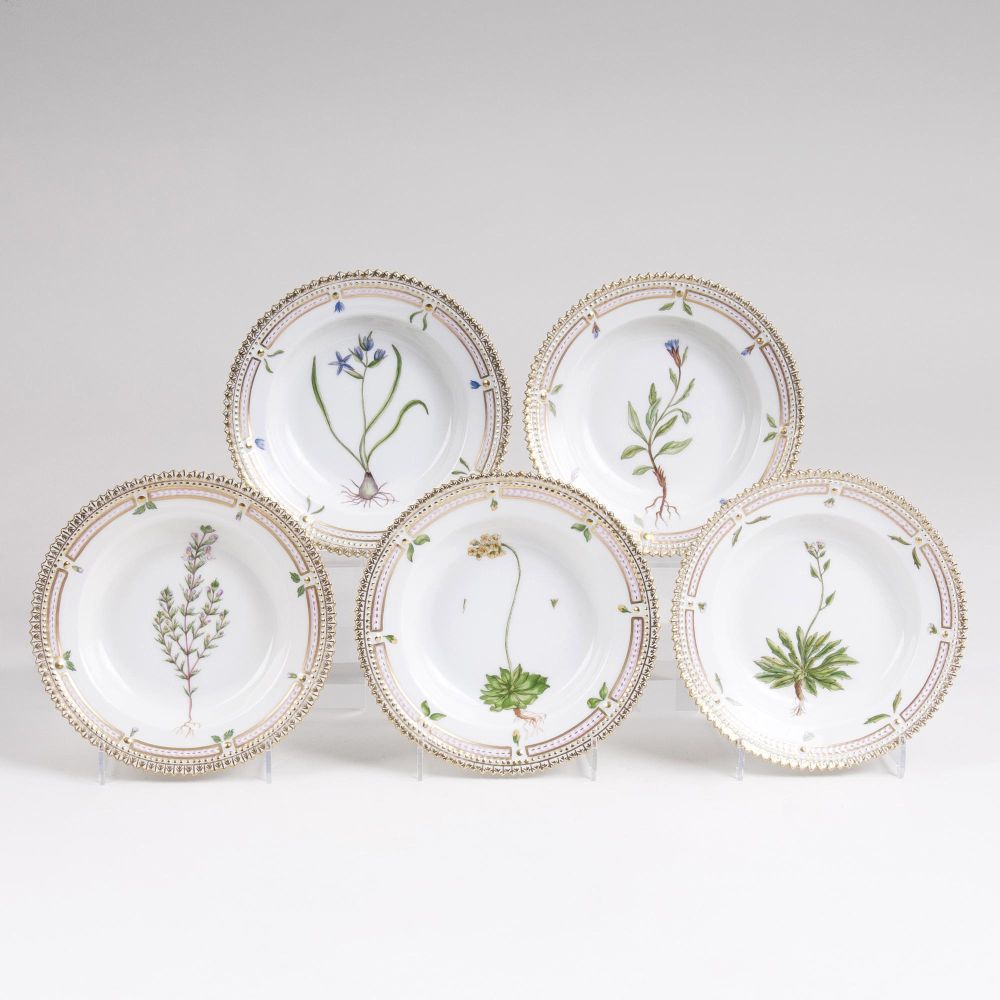 A Set of 5 'Flora Danica' Side Dishes