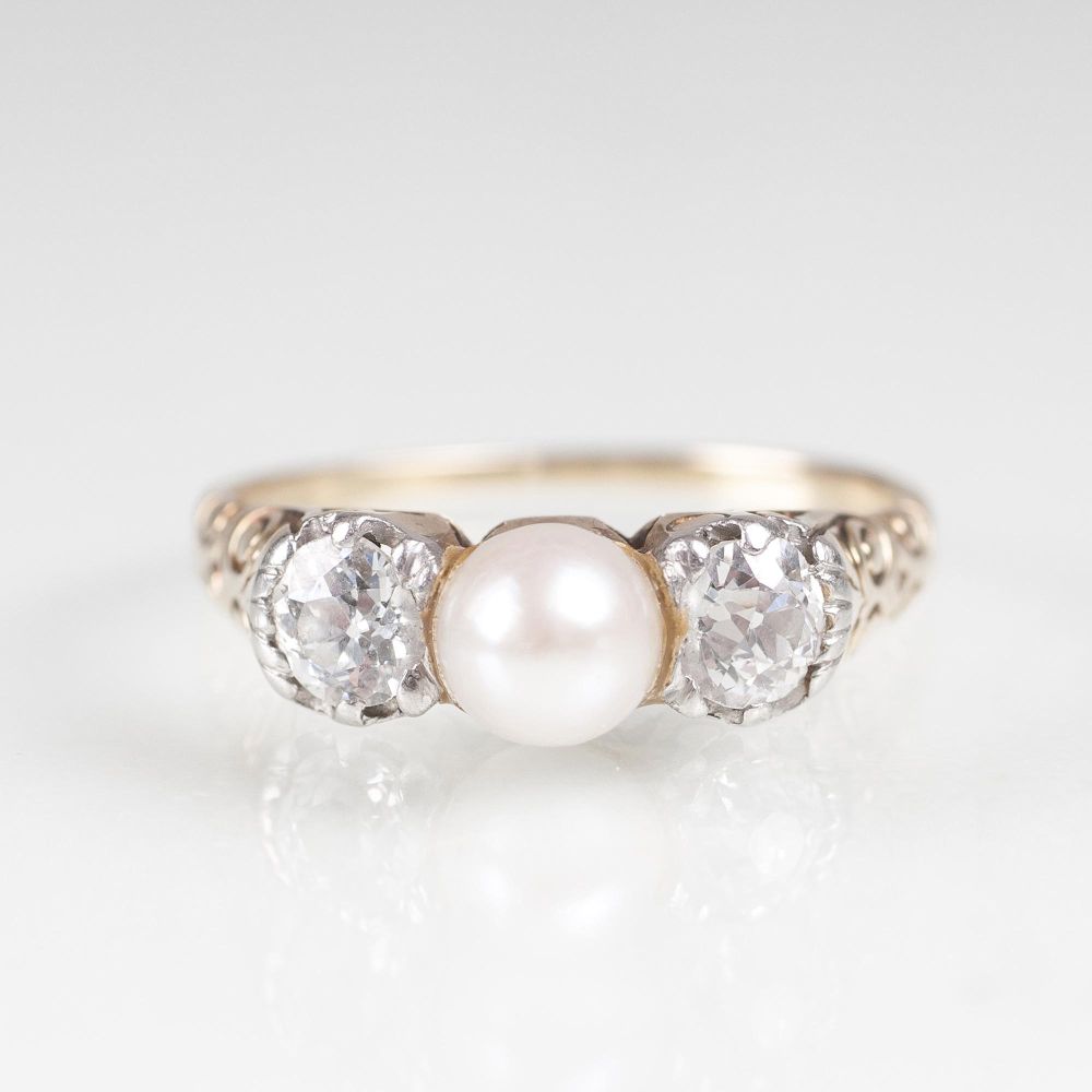 Jugendstil Diamant-Perl-Ring