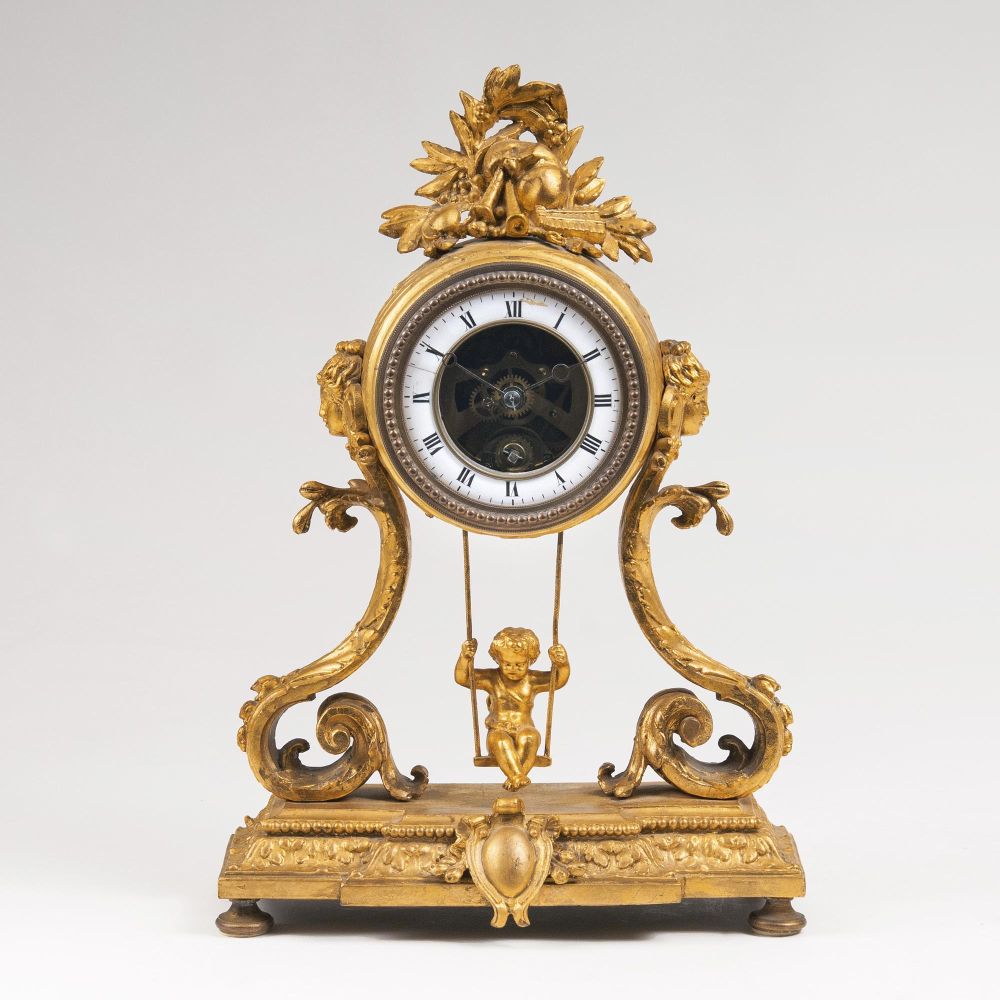 Napoleon III Pendule 'Schaukler' mit Putto-Figur