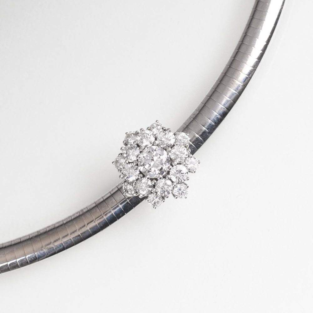 A Gold Bangle Necklace with Diamonds