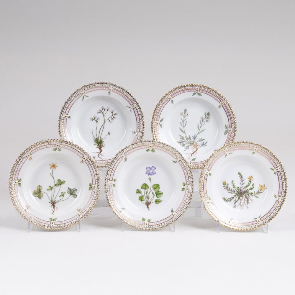 A Set of 5 'Flora Danica' Side Dishes