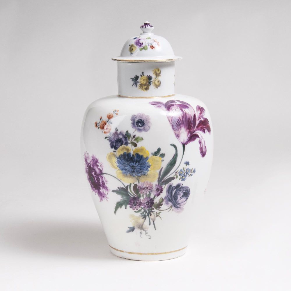 A Rare Augustus-Rex Lidded Vase with Flowers