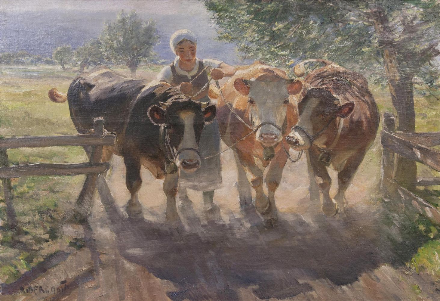 Peasant woman with cattle
