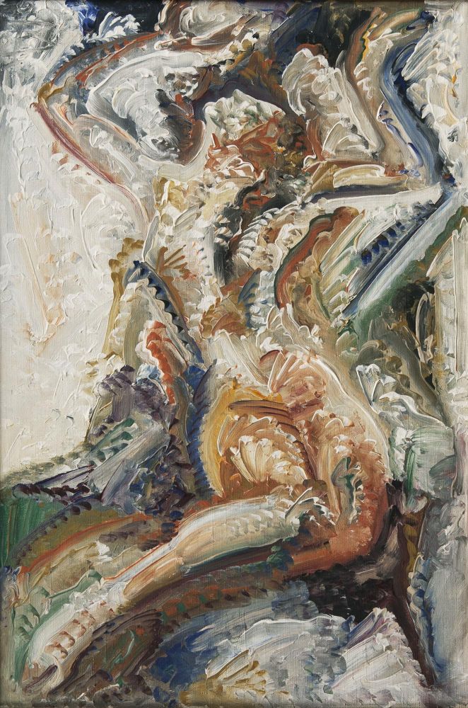 Female nude with arms lifted
