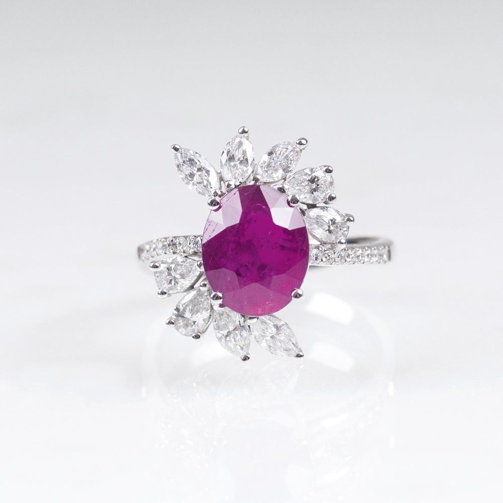 Diamant-Brillant-Ring mit natürlichem Rubin